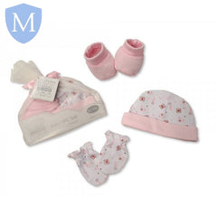 Baby Hat, Mitten and Booties Set in Mesh Bag - Pink (GP25160662) (Baby Hat) (Baby Mittens) (Baby Bootees) Mansuri