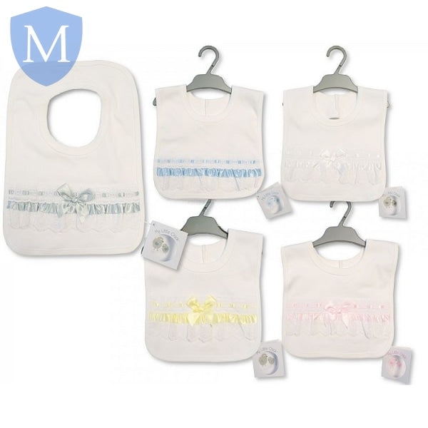 Baby Pop-Over Bibs With Lace & Bow (BW104825) (Baby Bibs) Mansuri