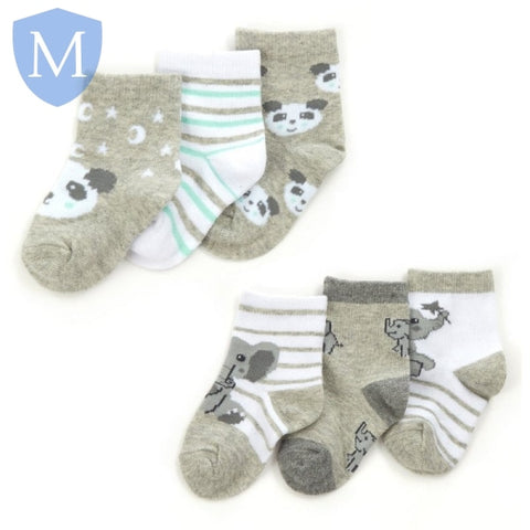 Baby Unisex 3 Pack Cotton Rich Design Ankle Socks (44B971) (Baby Socks) Tick Tock