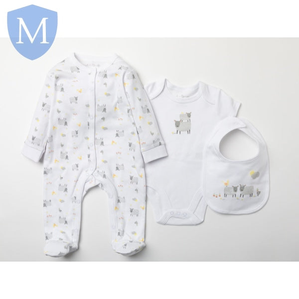 Baby Unisex 3pc All in One Set - Sheep (W23929) (Baby Unisex Gift Set) Mansuri