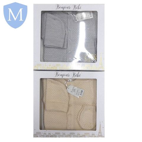 Baby Unisex Knitted 4 Piece Outfit In A Gift Box (W22001) (Baby Gift Set) Mansuri