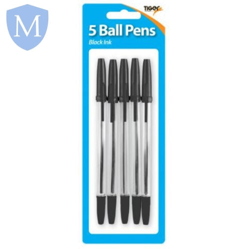 Ball Point Pens - Black - Pack Of 5 (Stationery Essential) Mansuri