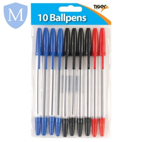 Ball Point Pens - Pack Of 10 (Assorted Colours) (Stationery Essential) Mansuri