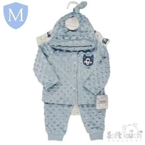 Bear 4-Piece Popcorn Garment Set - Blue (BG319) (Baby Boys Gift Set) Mansuri