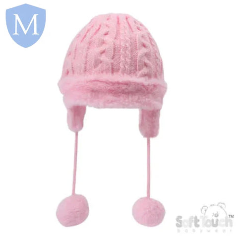 Cable Knitted Turnover Hat With Ear Flaps (H680) (Baby Hats) Mansuri