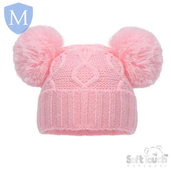'Chain' Style Knitted Hat With Pom Poms (H660) (Baby Hats) Mansuri