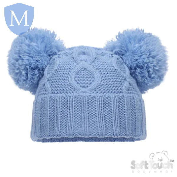 'Chain' Style Knitted Hat With Pom Poms (H660) (Baby Hats) Mansuri