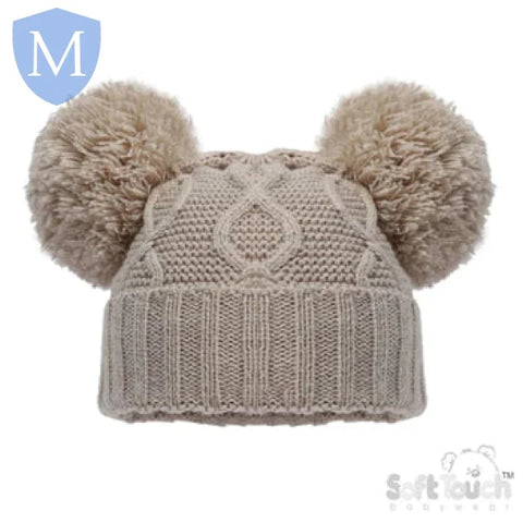 'Chain' Style Knitted Hat With Pom Poms (H660) (Baby Hats) Mansuri