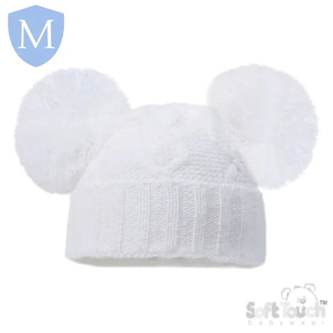 'Chain' Style Knitted Hat With Pom Poms (H660) (Baby Hats) Mansuri