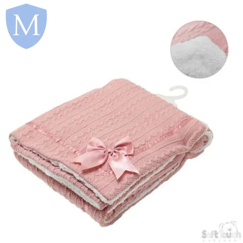 Cheveron Cable Knitted Wrap With Satin Trim & Bow (FBP202) (Baby Wrap) Mansuri