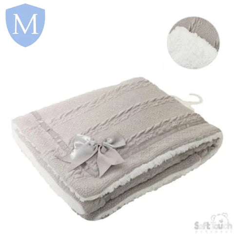 Cheveron Cable Knitted Wrap With Satin Trim & Bow (FBP202) (Baby Wrap) Mansuri