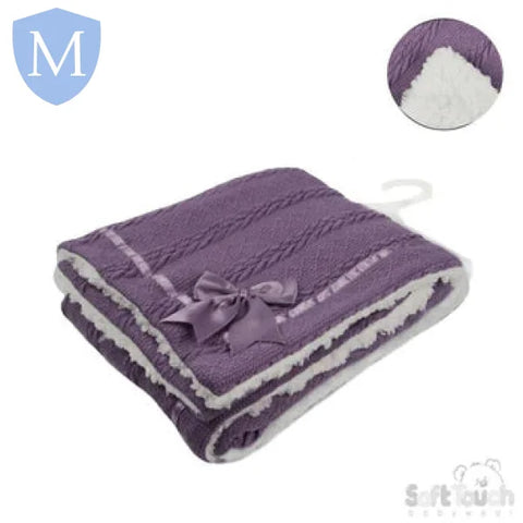 Cheveron Cable Knitted Wrap With Satin Trim & Bow (FBP202) (Baby Wrap) Mansuri
