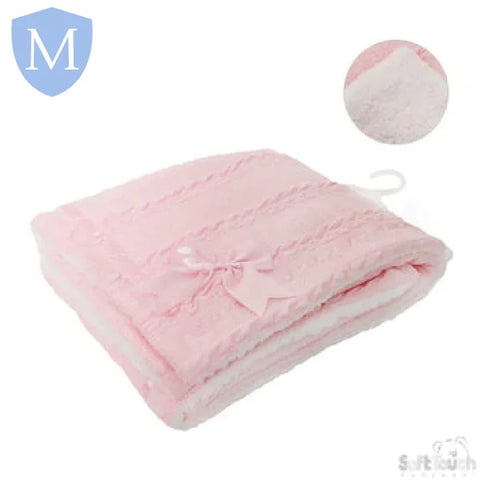Cheveron Cable Knitted Wrap With Satin Trim & Bow (FBP202) (Baby Wrap) Mansuri