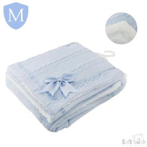 Cheveron Cable Knitted Wrap With Satin Trim & Bow (FBP202) (Baby Wrap) Mansuri