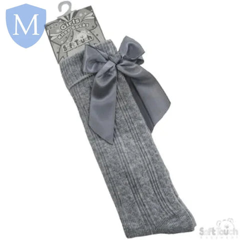 Children's Ribbed Knee-Length Socks With Satin Bow (S51) (Baby Socks) Mansuri