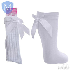 Children's Ribbed Knee-Length Socks With Satin Bow (S51) (Baby Socks) Mansuri