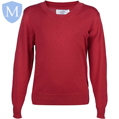 Cockshut Hill V-Neck Knitted Jumper (Red Cherry) Mansuri