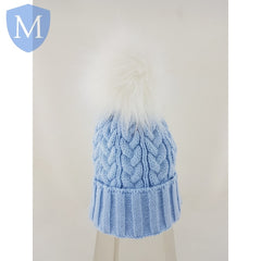 Cuff Pattern Knitted Faux Pom Hat (6131) (Baby Hats) Mansuri