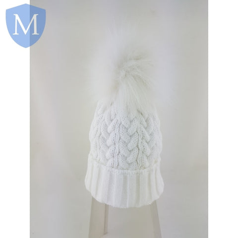 Cuff Pattern Knitted Faux Pom Hat (6131) (Baby Hats) Mansuri