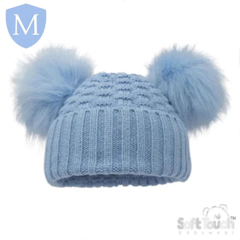 Deluxe Checked/Striped Hat With Pom Poms (H674/672) (Baby Hats) Mansuri