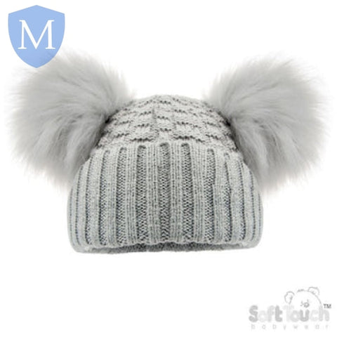 Deluxe Checked/Striped Hat With Pom Poms (H674/672) (Baby Hats) Mansuri