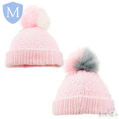 Diamond Ribbed Hat -Double colour pom pom (H600) (Baby Hats) Mansuri