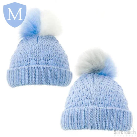 Diamond Ribbed Hat -Double colour pom pom (H600) (Baby Hats) Mansuri