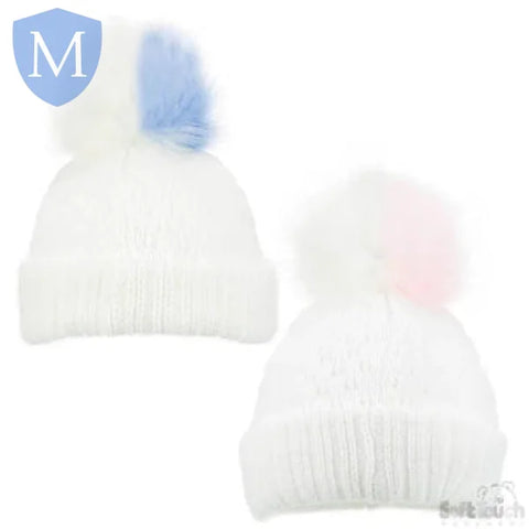 Diamond Ribbed Hat -Double colour pom pom (H600) (Baby Hats) Mansuri