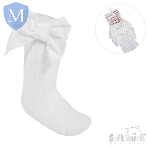 Elegance 2 - Ribbed Knee Length Socks with Velvet Bow (S360) (Baby Socks) Mansuri