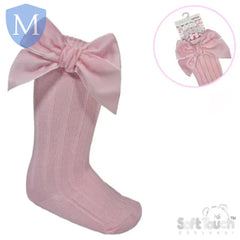 Elegance 2 - Ribbed Knee Length Socks with Velvet Bow (S360) (Baby Socks) Mansuri