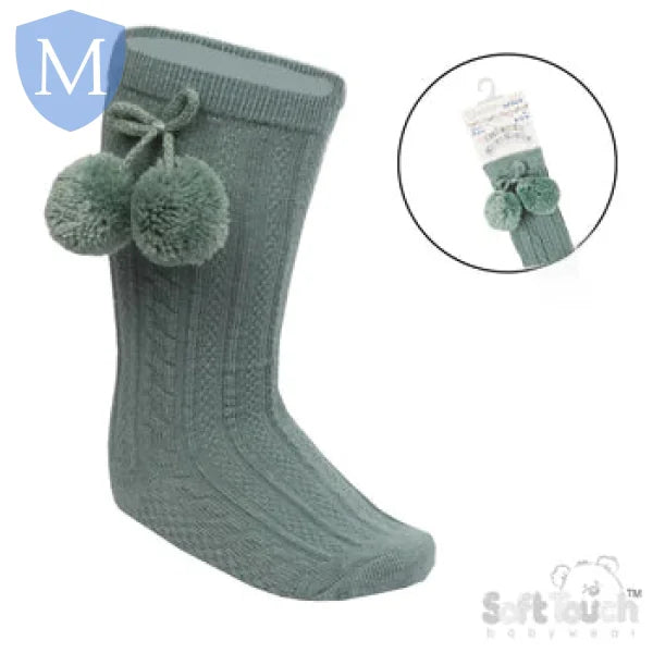 'Elegance' Plain Knee Length Sock with Pom-Pom (S355) (Baby Socks) Mansuri