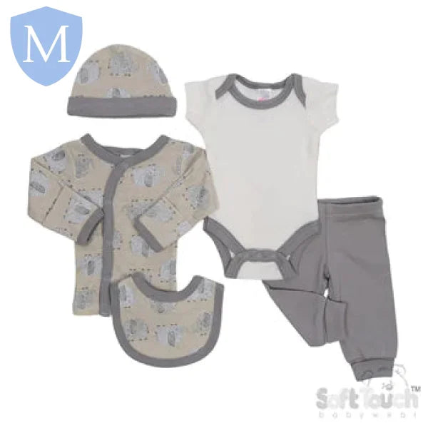 Elephant Style Tiny Baby Boys 5 Piece Garment Set (PR30) (Prem) Mansuri