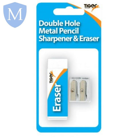 Eraser & Metal Two Hole Sharpener (Stationery Essential) Mansuri