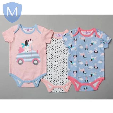 Girls 3 Pack Bodysuits - Dogs (T20164) (Baby Bodysuits) Mansuri