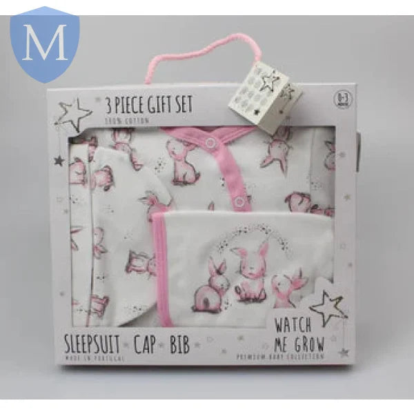 Girls 3-Piece Boxed Gift Set-Pink Rabbit (WF1959) (Baby Gift Set) Mansuri