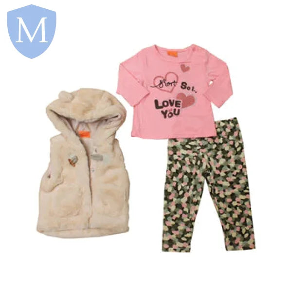 Girls 3pc Fur Jacket/Top/Trouser set -I Love You (AZ811) (Baby Girls Fashionwear) Mansuri