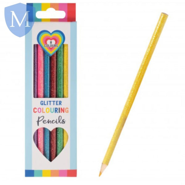 Glitter Coloured Pencils 8 Pack (Stationery Essential) Mansuri