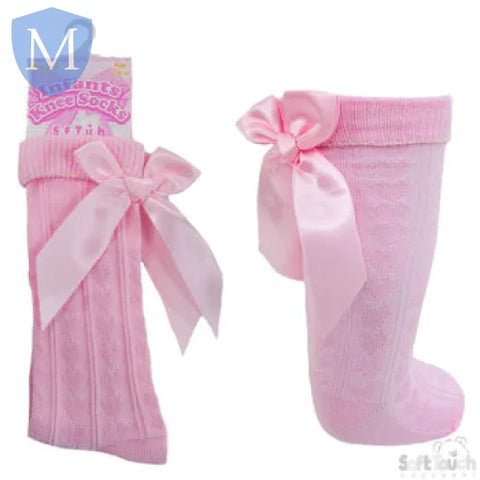 Infants Ribbed Knee Length Socks With Stitched Bow (S41) (Baby Socks) Mansuri