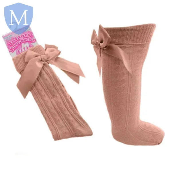 Infants Ribbed Knee Length Socks With Stitched Bow (S41) (Baby Socks) Mansuri