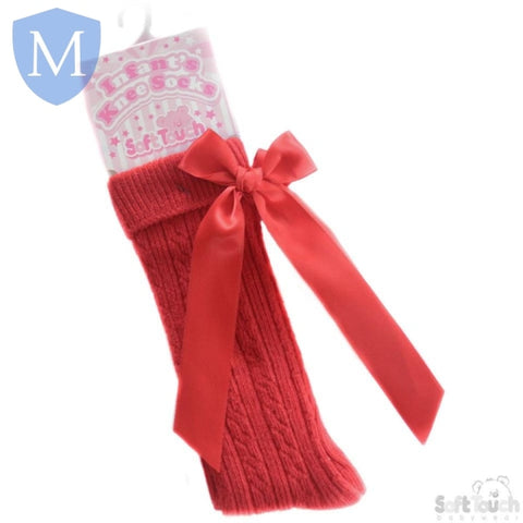 Infants Ribbed Knee Length Socks With Stitched Bow (S41) (Baby Socks) Mansuri