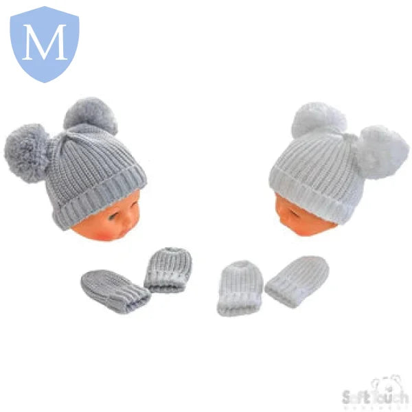 Knitted Pom-Pom Hat & Mitten Set (H492) (Baby Hats) Mansuri