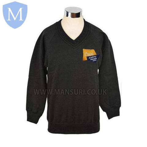 Oasis Blakenhale Junior V Neck Sweatshirt (Black) 11-12 Years,13 Years,9-10 Years,Large,Medium,Small,7-8 Years