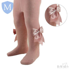 Pink Heart Tights With Large Bow (T122) (Baby Tights) Mansuri