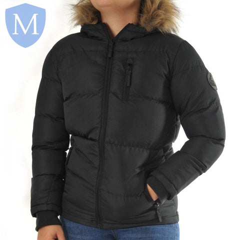 Plain Boys Faux Fur Lined Padded Coat - Black Mansuri