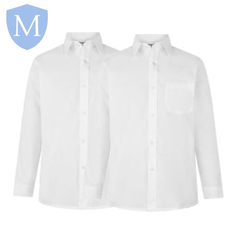 Plain Boys Full/Short Sleeved Shirt - White/Blue (Twin-Pack) (POA) Mansuri