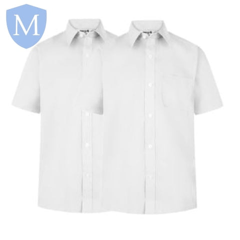 Plain Boys Full/Short Sleeved Shirt - White/Blue (Twin-Pack) (POA) Mansuri