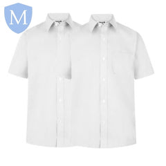 Plain Boys Full/Short Sleeved Shirt - White/Blue (Twin-Pack) (POA) Mansuri