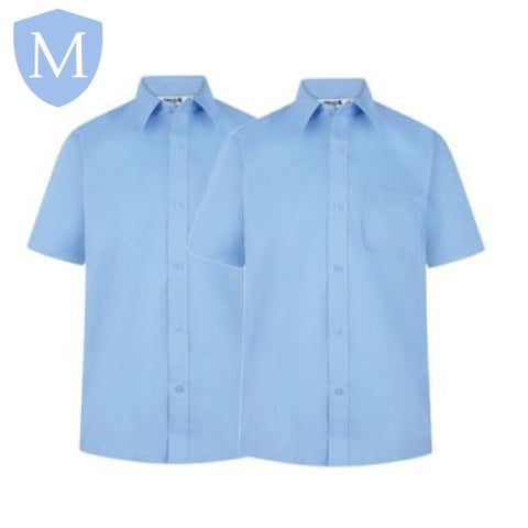 Plain Boys Full/Short Sleeved Shirt - White/Blue (Twin-Pack) (POA) Mansuri