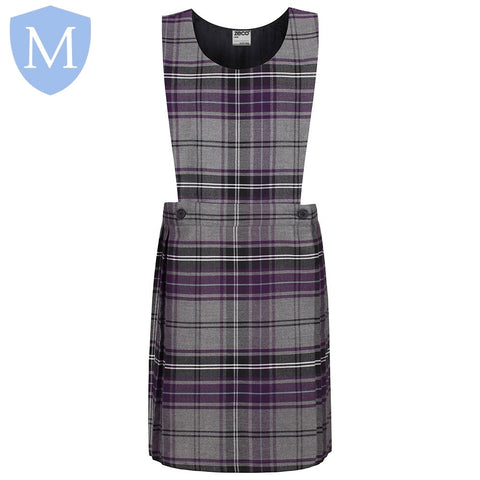 Plain Girls Check Pinafore (Purple/Grey) Mansuri