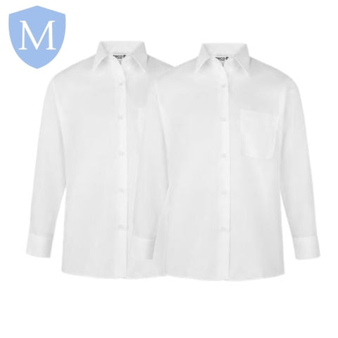 Plain Girls Full/Short Sleeved Blouse - White/Blue (Twin-Pack) (POA) Mansuri